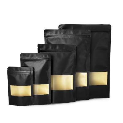 China Hot Selling Recyclable Vacuum Black Food Bags Recyclable Black Food Bag Printed Kraft Paper Packaging Bags for sale