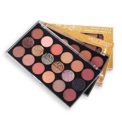 China Miss Rose Eye Shadow Palette Long-lasting Professional 15 Colors Waterproof Metallic Glitter Cosmetic Eye Shadow Pallet for sale