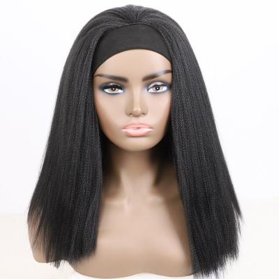 China Synthetic Hair Wigs Turban Wrap Hair Style Kinky Curly Headband Wigs For Women Long Corn straight hair for sale