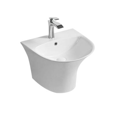 China 2020 Modern Design China Ceramic Sink One Piece Wall Hung Hand Wash Basin for sale