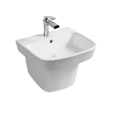 China Modern Design Ceramic Sink Sanitary Ware One Piece Wall Hung Mounted Hand Wash Basin for sale