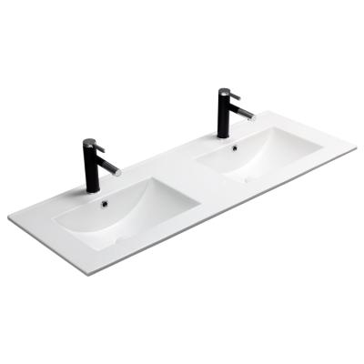 China Modern large size retangular bathroom cabinet double wash hand basin with CE basin for sale