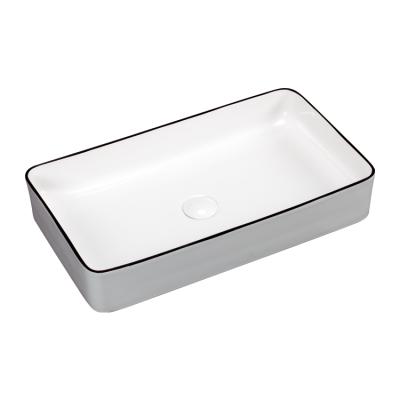 China HY-8240 modern bathroom ceramincs rectangular washbasin with black drawing basin for sale