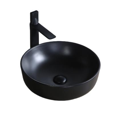 China Modern Round Ceramic Art Basin Bathroom Supplier Chaozhou Black Hand Wash Matte Sink for sale