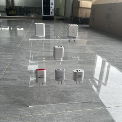 China Counter Durable Transparent Acrylic Headphone Earphone Display Box With LED for sale