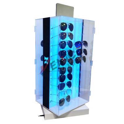 China Durable Custom Display 2 Doors 40 Acrylic Sunglasses Eyewear Display Stand Light Mobile Phone Accessories LED Display Rack for sale