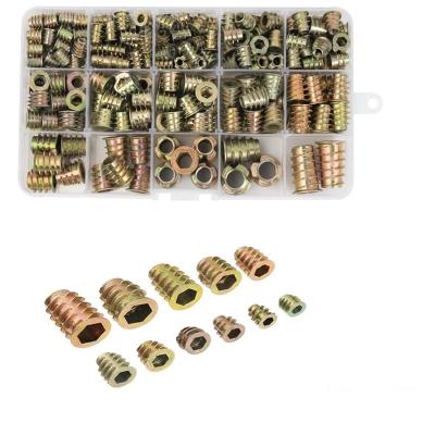 China Metric Threaded Inserts Nuts 230Pcs Threaded Inserts Nuts Assortment Tool Kit For Wood Furniture Furniture Bolt Fastener Zinc Alloy Connector for sale