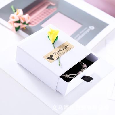 China Diy Small Rectangular Jewelry Gift Boxes With Foam Insert Drawer Box Cardboard Wrapping Paper Gift Boxes for sale