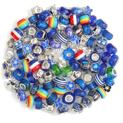 China Diy 125 Pcs Large Hole Bead Assorted Spacer Charm Beads European Faux Stone Beads Supplies For Necklace Bracelets Jewelry Making for sale