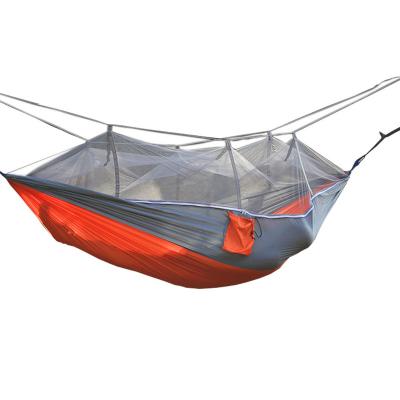 China Easy Folding Lightweight Ultralight Portable Camping Hammock With Large Mosquito Net Space Travel Camping Boosting Travel Parachute Hammock for sale