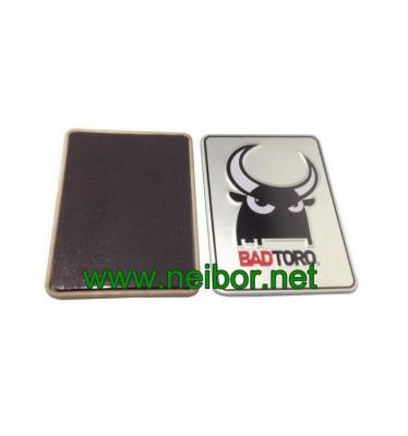 China Promotional metal tin fridge magnet tin plate with embossing Logo for sale