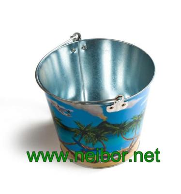 China CMYK 4C custom printing galvanized steel ice bucket beer bucket beer tub for sale