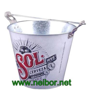 China custom printing galvanized steel ice bucket beer bucket beer cooler with bottle openers for sale