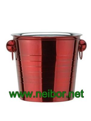 China Red color stainless steel ice bucket 9L metal beer bucket beer tub beverage cooler for sale