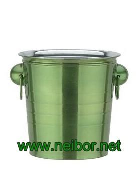 China Green color stainless steel ice bucket 3L 5L metal beer bucket beer tub beverage cooler for sale