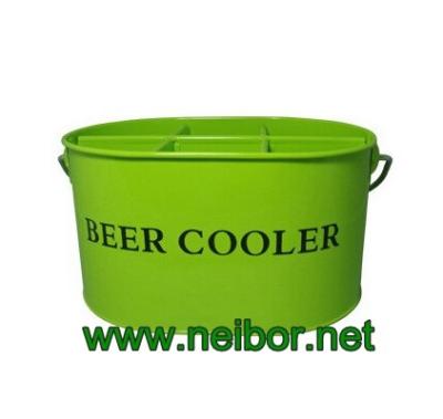 China powder coated tin ice bucket tin beer bucket tin beer cooler oval tin bucket for sale