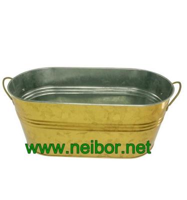 China metallic gold color galvanized oval tub basin beer bucket beer cooler for sale