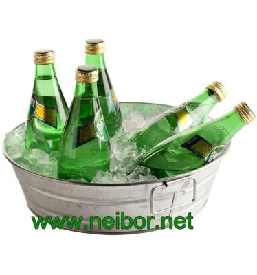 China Round galvanized metal beverage tub with handles soda cooler beverage cooler for sale