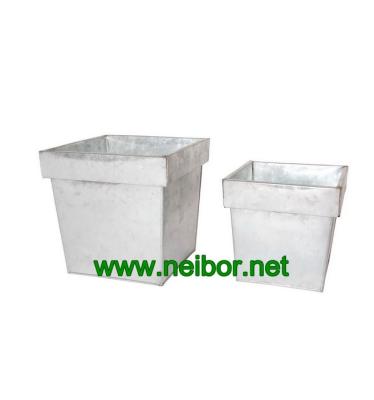 China galvanized tapered square flower pots metal planters for sale