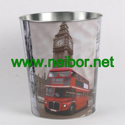 China London Bus big ben telephone booth design metal tin storage bucket storage container for sale