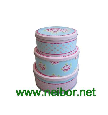 China round cake tin box set gift tin box set kitchen storage cans for sale