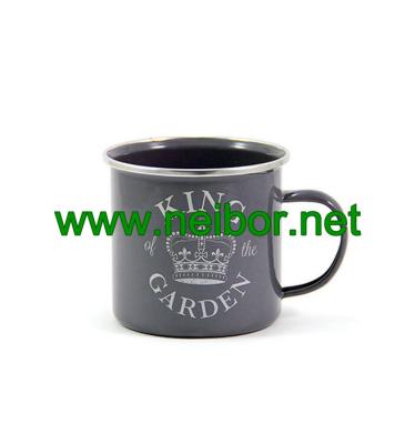 China custom order metal enamel garden mug tin cup 350ml for sale