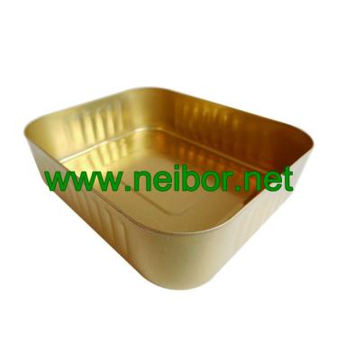 China Food grade large size gold color deep drawn metal tin baking pans for sale