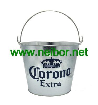 China Galvanized steel 5QT ice bucket with handle for Corona beer for sale