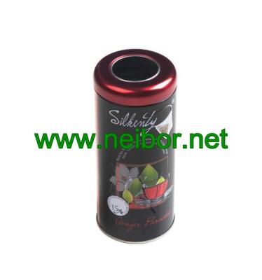 China 20 sachets 40g round tea tin container with clear window for sale