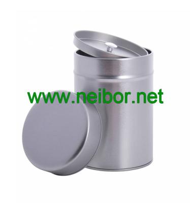 China silver plain round tea tin can with airtight double lids en venta