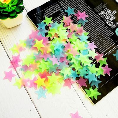 China Waterproof+Eco-friendly 100pcs/bag Mix Color 3cm Glow Wall Stickers 3D Adhesive Luminous Glowing Stars for sale