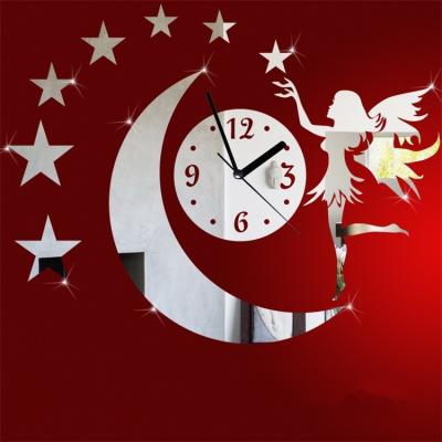 China Creative Orologio DA Parete Cartoon Fairy Diy 3d Wall Clock Mirror Wall Clock Kids Room Watches Home Decor for sale