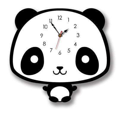 China Creative cartoon panda creative panda wall clock swing modern design wall clock mute watch for sale