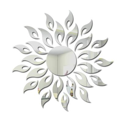 China Modern Home Flower Sun Shape Decorative Wall Mirror Stickers for sale