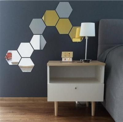 China Hexagon Mirror 3D Wall Stickers DIY Acrylic Three-Dimensional Geometric Stickers Modern Customized Home Decoration for sale