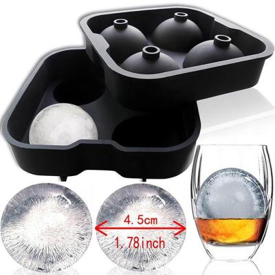 China Make Ice Ball Amazon Hot Cubes 1Set 4 Silicone Ice Ball Maker Ice Cube Model Tray For Whiskey Silicone Ice Ball Mold for sale