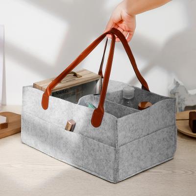 China Amazon Sale Baby Diaper Basket Nursery Storage Bin Diaper Basket Viable Warm Felt Organizer Baby Change Basket for sale