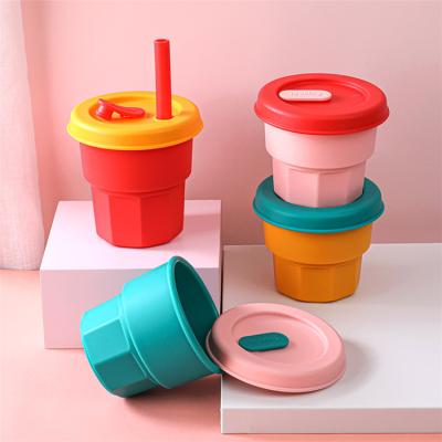 China Novelty 400ml Food Grade Designer Adult Silicone Water Colorful Straw Cup High Quality Custom Mug for sale