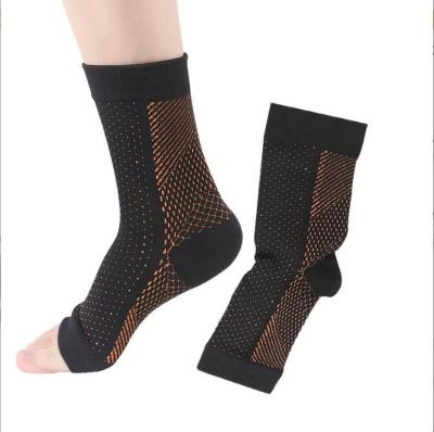 China Scuff Resistance Spandex Copper Ion Breathable Anti Friction Compression Socks Sports Ankle Sleeve Support for sale