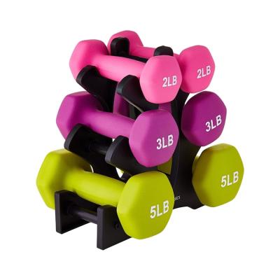 China / Custom Neoprene Coated Dumbbell Set With Rack 3lb*2 5lb*2 8lb*2 for sale