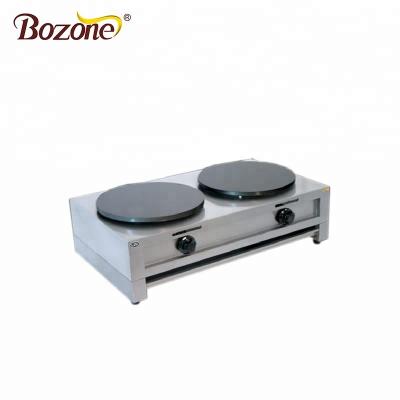 China Auto-thermostat control EBG-02 Stainless Steel Double Dishes Gas Roti Prata Maker /Tortilla Pancake Maker /Industrial Pancake Maker and Hot Plate for sale