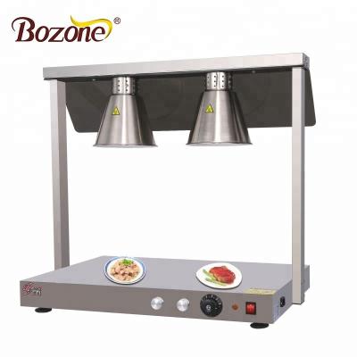 China With Temperature Switch Restaurant Hotel Kitchen Equipment High Quality 2 Bulbs Main Table Food Heat Lamp /Buffet Stainless Steel Food Warmer for sale