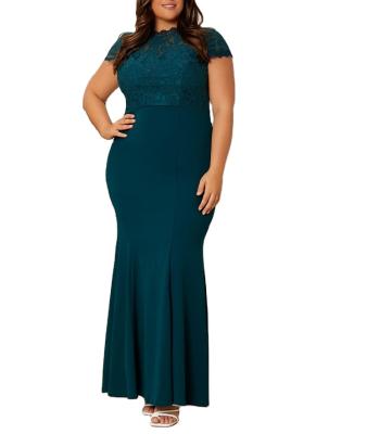 China Hot Selling Anti Wrinkle Anti Wrinkle Customized Elegant Plus Size Lace Panel Mermaid Hem Bodycon Prom Maxi Dress For Women for sale