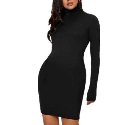 China Anti Allergy Black Midi Neck Elegant Maternity High Neck Pencil Dress Tight Pencil Dress For Women for sale