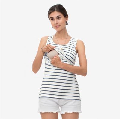 China New Pregnant Women Care Workers Friendly Selling Breathable Tank Tops Round Neck Striped Multifunctional Maternity Soft Warm Breathable Clothing for sale