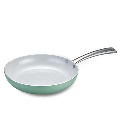 China Coastal Hot Selling Nonstick Pressed Aluminum Frying Pan With Aluminum Lid and Stainless Steel Handle for sale