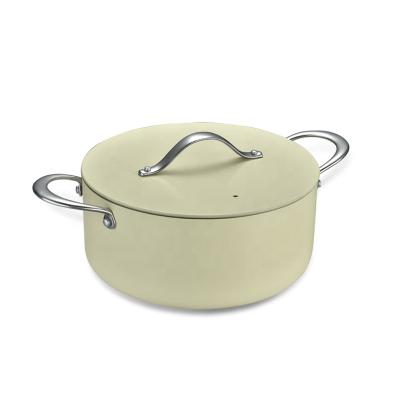 China Amazon Sustainable Hot Sale Aluminum Casserole Ceramic Coating Nonstick Cooking Pots With Stainless Steel Handle And Aluminum Lid for sale