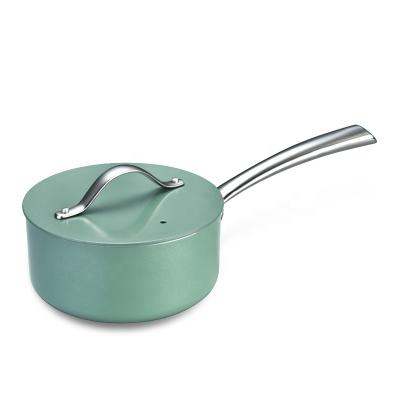 China Sustainable hot sale pressed milk aluminum pot nonstick colorful ceramic coating cookware set with stainless steel handle and aluminum lid for sale