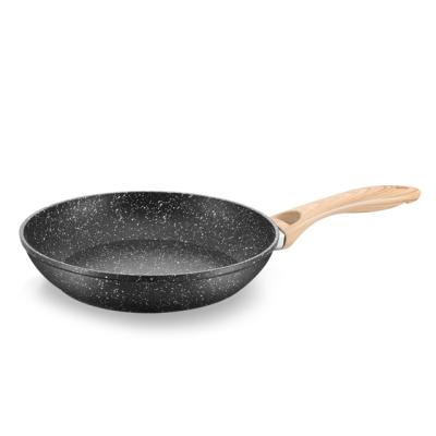 China Country OEM Pressed Wholesale Aluminum Multifunctional Wood Handle Aluminum Frying Pan Set For Home Kitchen for sale