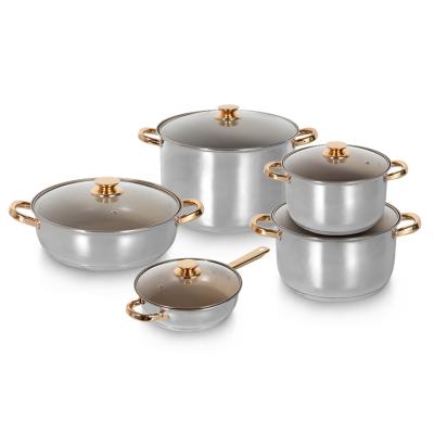 China Stainless steel sustainable cookware 10pcs bottom low price 5layers soup&stock pot set promotion cookware set for sale